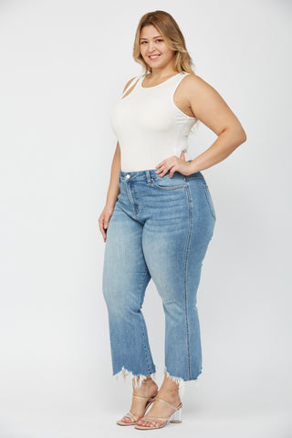 High Rise Crop Flare w/ Uneven Hem - PREORDER