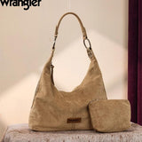 Wrangler Floral Tooled Hobo Bag with Pouch - Khaki