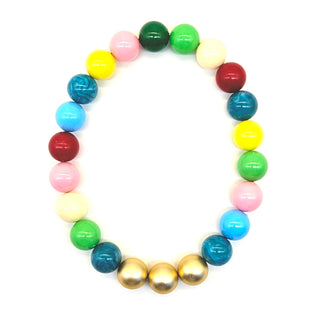 Colorful beaded necklace on a white background