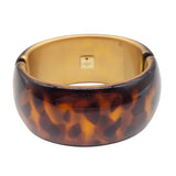 Tortoise Spotted with Gold Lining - Vintage Lucite Clamper Bracelet