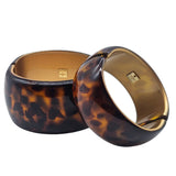 Tortoise Spotted with Gold Lining - Vintage Lucite Clamper Bracelet