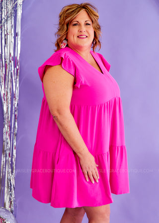 Key to Success Dress - Fuchsia - FINAL SALE