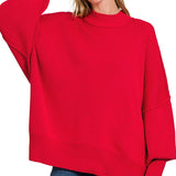 Oversized Ribbed Sweater - Ruby