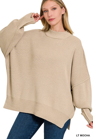 Oversized Ribbed Sweater - Lt. Mocha