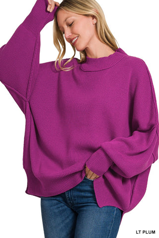 Oversized Ribbed Sweater - Lt. Plum