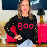 Boo Black Contrast Sleeve Top - LAST ONES FINAL SALE