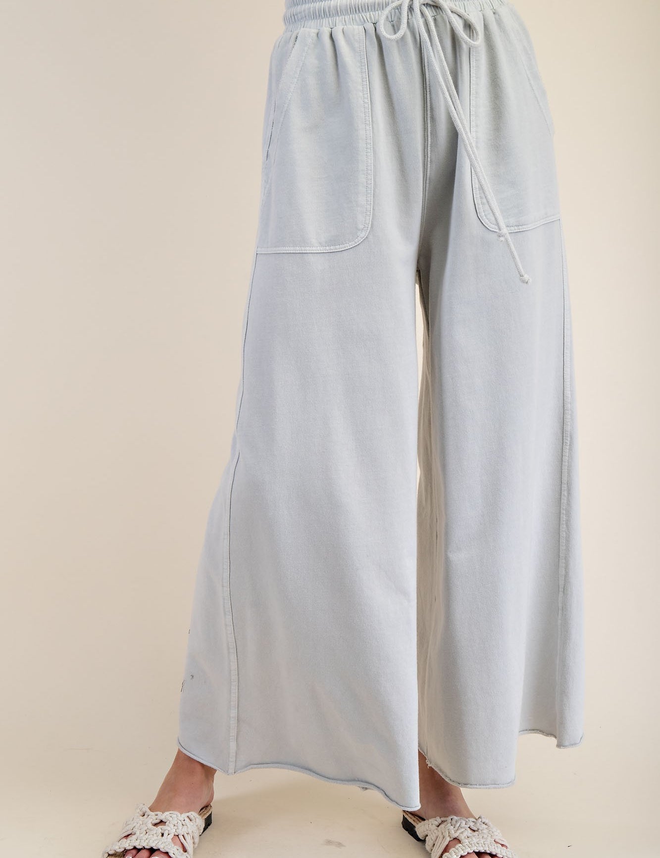 Mineral Washed Terry Knit Wide Sweatpants (Plus Only) - FINAL SALE