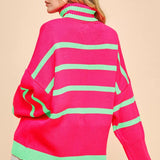 Striped Oversized Roomy Turtle Neck Sweater Top (Reg Only)* FINAL SALE *