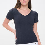 Reversible Stonewashed Ribbed Top - Black - FINAL SALE