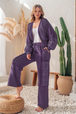 Serenity Reached French Terry Pants - Washed Eggplant