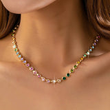 Uptown Girl Bezel Gemstone Tennis Necklace