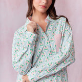 Floral Printed Cotton Poplin Shirt - Pink/Blue - FINAL SALE