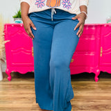 Ainsley Scuba Drawstring Pants - Dusty Blue - LAST ONES FINAL SALE