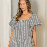 Fluttery Short Sleeve Square Neck Eyelet Top - FINAL SALE