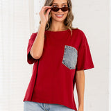 Oversized Front Pocket 1/2 Sleeve Top - PREORDER