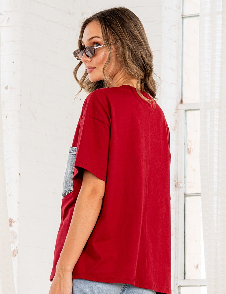 Oversized Front Pocket 1/2 Sleeve Top - PREORDER