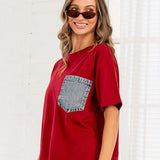 Oversized Front Pocket 1/2 Sleeve Top - PREORDER