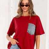 Oversized Front Pocket 1/2 Sleeve Top - PREORDER