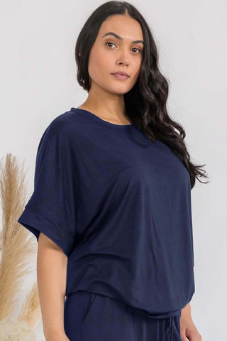 Short Sleeve Ultra Cozy Crew Top - Navy  - PREORDER