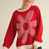 Stripe Floral Patched Comfy Top