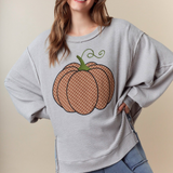 Plaid Pumpkin With Embroidered Detailed Sweatshirt - PREORDER