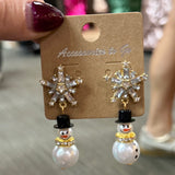 Snowman Drop Earrings - PREORDER