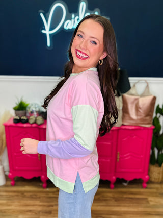 DEAL Color Block Pink Green & Lab Top