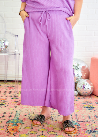 Natasha Textured Crop Pants - Violet - FINAL SALE