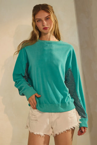Polar Fleece Crewneck Sweatshirt - Aqua Blue