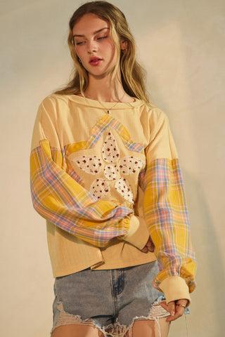 Star Flower Applique Sweatshirt