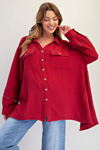 Steal The Show Top - Red Wine - FINAL SALE