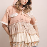 Short Sleeve Button Up Tiered Shirt - PREORDER