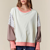Stripe And Color Block Detailed Sweatshirt - LAST ONES FINAL SALE