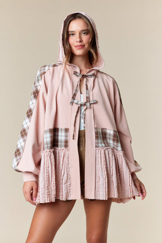 French Terry Lace Contrast Hoodie