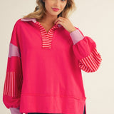 Fabric Mix Match Hi-Low Casual Top - FINAL SALE