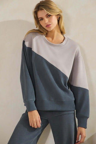 Two Tone Corduroy Top - Denim