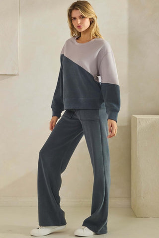 Two Tone Corduroy Top - Denim