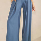 Cloudflex Activewear High Rise Wide-Leg Pants - Denim - FINAL SALE