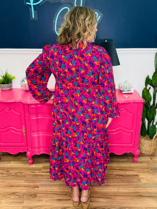 Tiered Loose Fit Floral Woven Maxi Dress