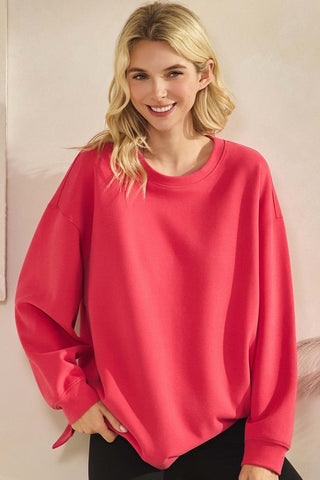 Soft Cotton Modal Long Sleeve Top With Pockets - Winter Berry  - PREORDER