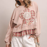 Flower Patch Work Multi Fabric Sweatshirt - PREORDER