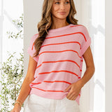 Striped Short Sleeve Knit Top - FINAL SALE