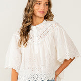 Scalloped Eyelet Embroidered Top