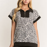 Half Zip Contrast Trim Top - FINAL SALE
