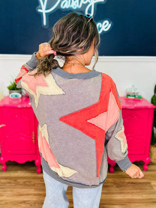 Washed Star Patch Pullover