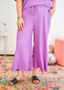 Natasha Textured Crop Pants - Violet