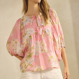 Floral Printed Peasant Blouse - FINAL SALE