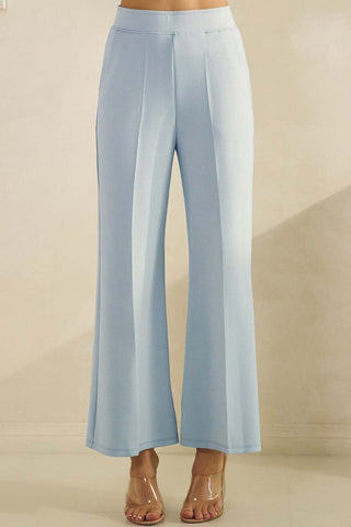Thin Modal Wide-Leg Crop Pants - Light Blue  - PREORDER