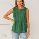 Ruffle Trim Sleeveless Top