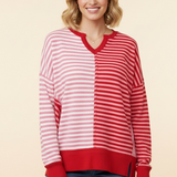 Colorblock Striped Knit Long Sleeve Pullover - PREORDER